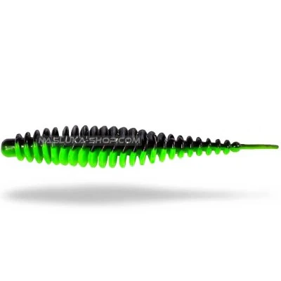 Силиконови ароматизирани примамки Magic Trout T-Worm I-Tail - Neon Green Black
