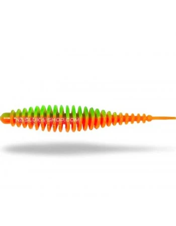 Силиконови ароматизирани примамки Magic Trout T-Worm I-Tail - Neon Green Orange