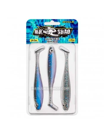 Силиконови шадове Ryuji Mister Shad 10 см - 3 бр. - цвят Blue Glit