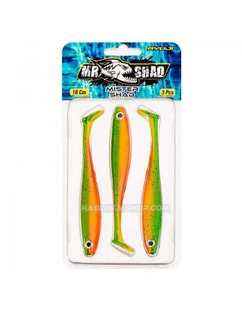Силиконови шадове Ryuji Mister Shad 10 см - 3 бр. - цвят Mojito UV