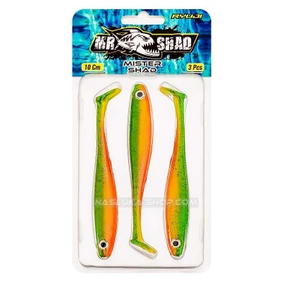 Mister Shad 10 см 3 бр. Mojito UV Силиконови шадове Ryuji Mister Shad 10 см - 3 бр. - цвят Mojito UV