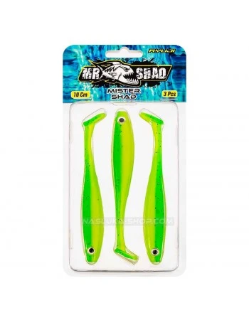 Силиконови шадове Ryuji Mister Shad 10 см - 3 бр. - цвят UV Lime