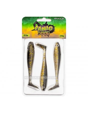 Силиконови шадове Ryuji Panic Shad 9 см - 3 бр. - цвят Black Gold