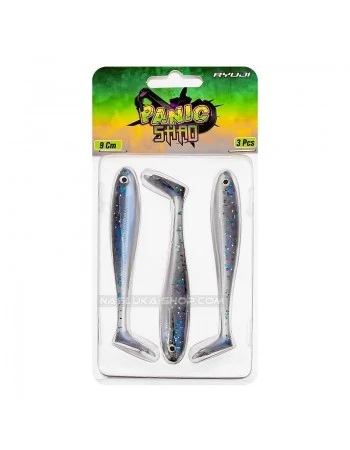 Силиконови шадове Ryuji Panic Shad 9 см - 3 бр. - цвят Blue Glit