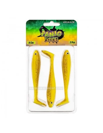 Силиконови шадове Ryuji Panic Shad 9 см - 3 бр. - цвят Chartreuse Glow