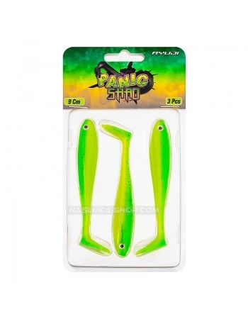 Силиконови шадове Ryuji Panic Shad 9 см - 3 бр. - цвят UV Lime