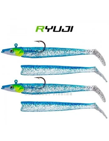 Комплект от 2 джиг глави и 4 тела Ryuji Snake Shad 16 г, Blue Silver