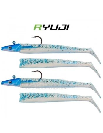 Комплект от 2 джиг глави и 4 тела Ryuji Snake Shad 10 г, Blue Ice