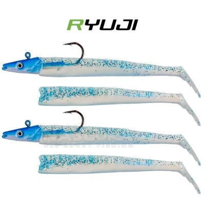 Комплект от 2 джиг глави и 4 тела Ryuji Snake Shad 16 г, Blue Ice