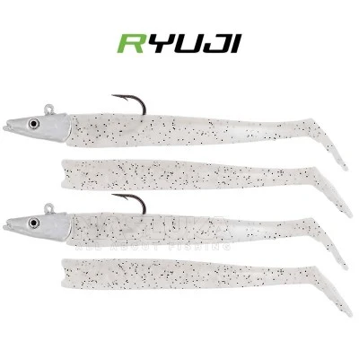 Комплект от 2 джиг глави и 4 тела Ryuji Snake Shad 16 г, Pearl Glow