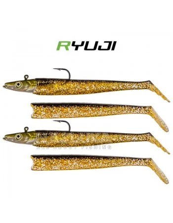 Комплект от 2 джиг глави и 4 тела Ryuji Snake Shad 10 г, Black Gold