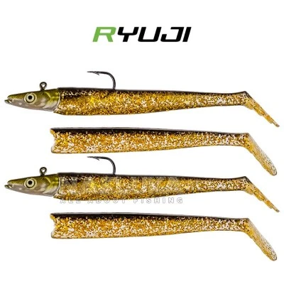Комплект от 2 джиг глави и 4 тела Ryuji Snake Shad 16 г, Black Gold