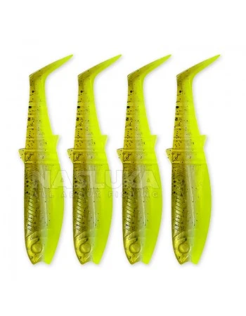 Комплект от 4 бр. силиконови примамки Savage Gear Cannibal Shad 12.5см/20г - Green Pearl Yellow
