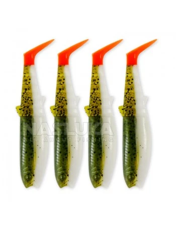 Комплект от 4 бр. силиконови примамки Savage Gear Cannibal Shad 12.5см/20г - Olive Hot Orange
