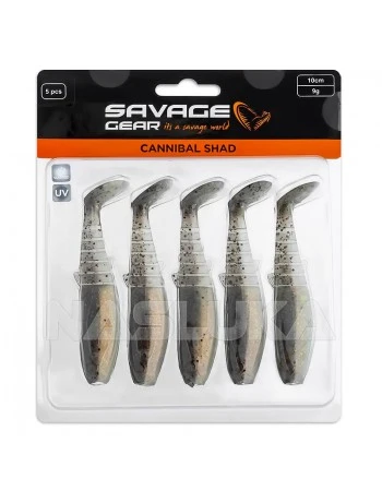 Комплект от 5 бр. силиконови примамки Savage Gear Cannibal Shad 8см, 5г, Holo Baitfish