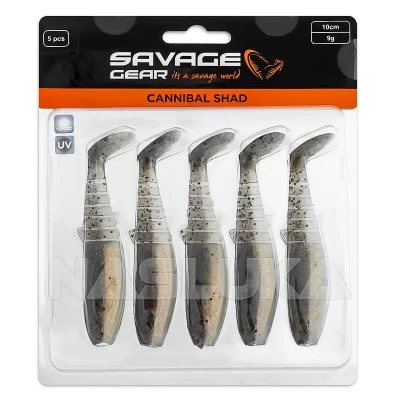 Savage Gear Cannibal Shad 8см, 5г, Holo Baitfish Комплект от 5 бр. силиконови примамки Savage Gear Cannibal Shad 8см, 5г, Holo Baitfish