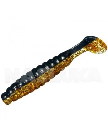 Ароматизирани силиконови примамки Sea Buzz Paddle Worm 4.5см - 10 бр. - цвят Black - Lime