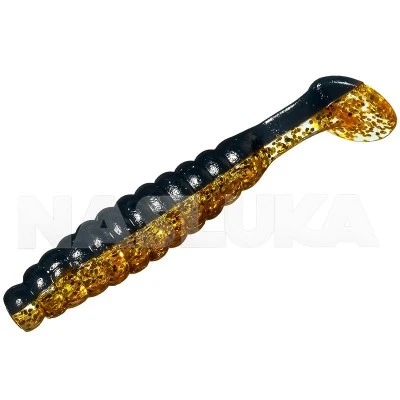 Ароматизирани силиконови примамки Sea Buzz Paddle Worm 4.5см - 10 бр. - цвят Black - Lime