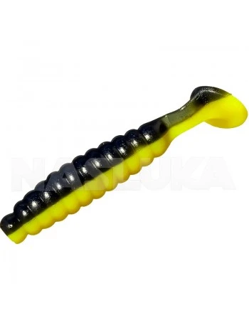 Ароматизирани силиконови примамки Sea Buzz Paddle Worm 4.5см - 10 бр. - цвят Black - Yellow