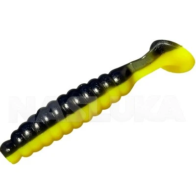 Ароматизирани силиконови примамки Sea Buzz Paddle Worm 4.5см - 10 бр. - цвят Black - Yellow