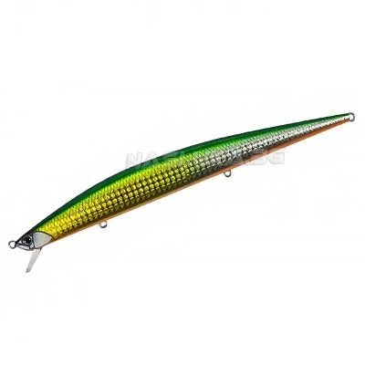 Потъващ воблер за морски риболов Duo Tide Minnow Slim Flyer - Green Gold Fusion