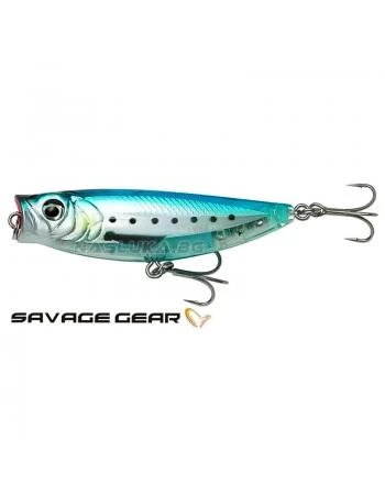 Повърхностна примамка Savage Gear 3D Minnow Pop Walker 5.5см 6г F - Ghost Sardine
