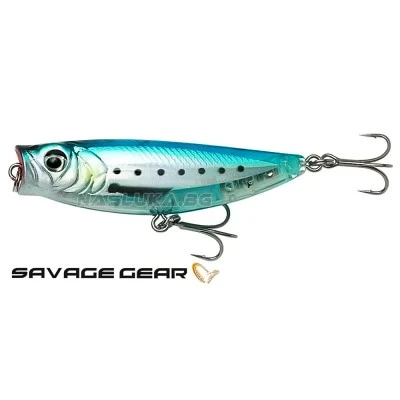 Повърхностна примамка Savage Gear 3D Minnow Pop Walker 5.5см 6г F - Ghost Sardine
