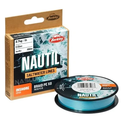 8-нишково плетено влакно за морски риболов Berkley NAUTIL Saltwater - 150м
