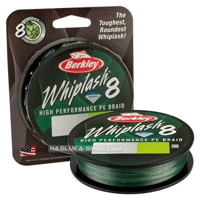 Плетено 8-нишково влакно Berkley Whiplash PE Braid - 300м - Moss Green