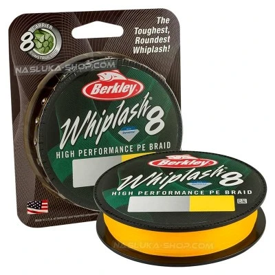 Плетено 8-нишково влакно Berkley Whiplash PE Braid - 300м - Yellow