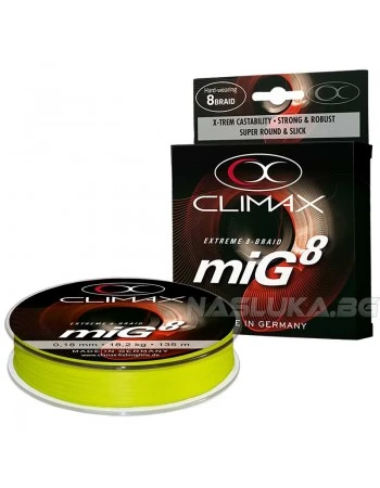 Плетено влакно Climax miG Extreme 8-Braid 135м - Yellow