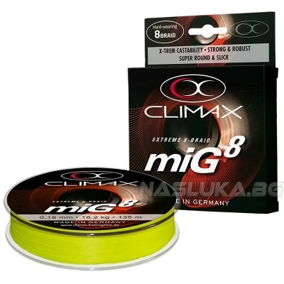 Плетено влакно Climax miG Extreme 8-Braid 135м - Yellow