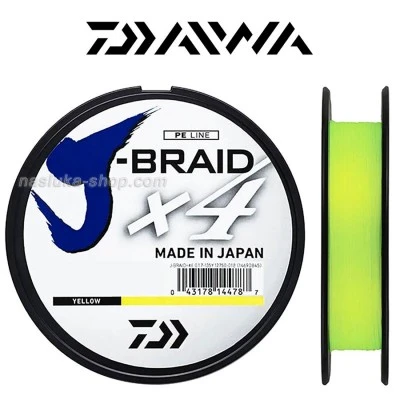 Плетено влакно Daiwa J-Braid X4 135м - Жълто