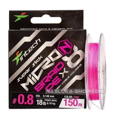 Плетено 8-нишково влакно Intech MicroN Braid x8 - 150м - Pink
