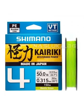 Плетено влакно Shimano 4 Kairiki Mantis Green - 300м