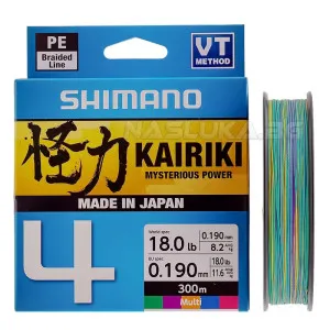 Плетено влакно Shimano 4 Kairiki Multicolor, 300 м Плетено влакно Shimano 4 Kairiki Multicolor, 300 м