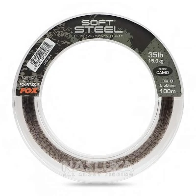 Монофилно влакно за шок лидери Fox Soft Steel Extra Tough Mono Leader Fleck Camo