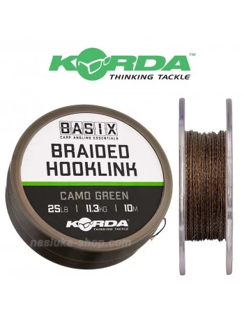 Плетено влакно за поводи Korda Basix Braided Hooklink - Camo Green