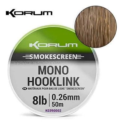 Монофилно потъващо влакно за поводи Korum SmokeScreen Mono Hooklink - 50м