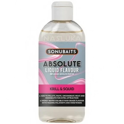 Течен аромат за стръв и захранка Sonubaits Absolute Liquid Flavour, Krill & Squid