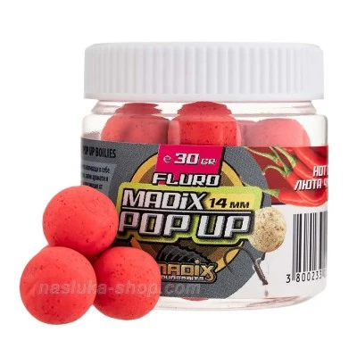 Плуващи протеинови топчета Madix Fluro Pop-up, 30г - Люта чушка