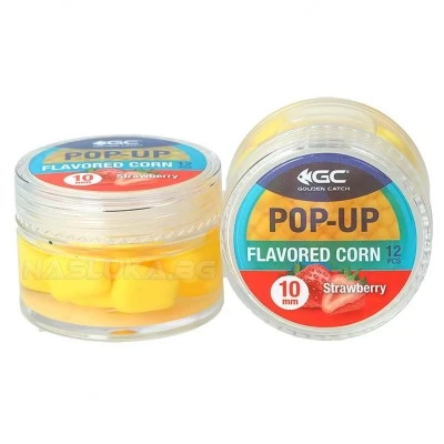 Плаваща изкуствена царевица в дип Golden Catch Pop-up Flavoured Corn 10мм - Strawberry