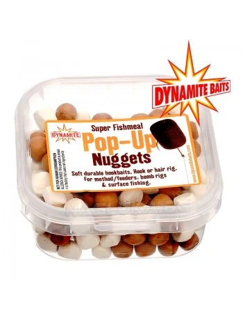 Плаващи меки пелети Dynamite Baits Pop-up Nuggets Super Fishmeal - White/Brown