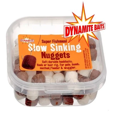 Бавнопотъващи меки пелети Dynamite Baits Slow Sinking Nuggets Super Fishmeal - White/Brown