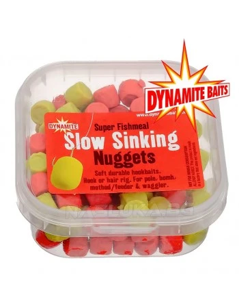 Бавнопотъващи меки пелети Dynamite Baits Slow Sinking Nuggets Super Fishmeal - Yellow/Red