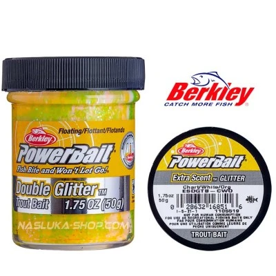 Плуваща паста за пъстърва Berkley Extra Scent, Double Glitter - Chart/White/Org
