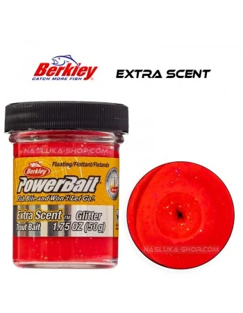 Плаваща паста за пъстърва Berkley Extra Scent Glitter - Fluo Red