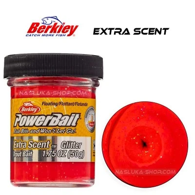 Berkley Extra Scent Glitter Fluo Red Плаваща паста за пъстърва Berkley Extra Scent Glitter - Fluo Red