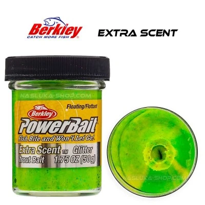 Плаваща паста за пъстърва Berkley Extra Scent Glitter - Fluo Green-Yellow