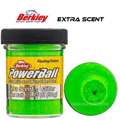 Berkley Extra Scent Glitter Spring Green Плаваща паста за пъстърва Berkley Extra Scent Glitter - Spring Green